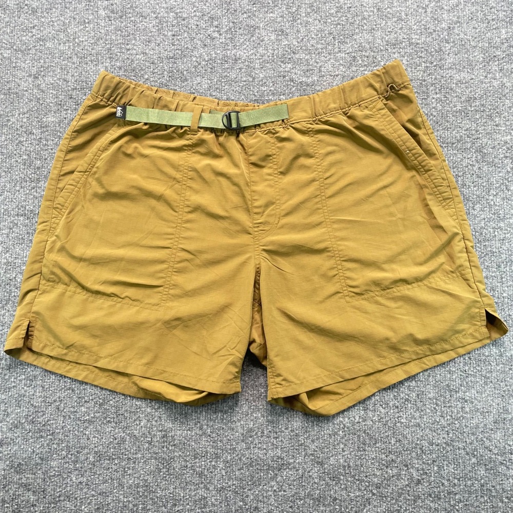 REI Co-op Hiking Shorts Mens Large Brown Built-in Belt Ripstop Outdoor 216313